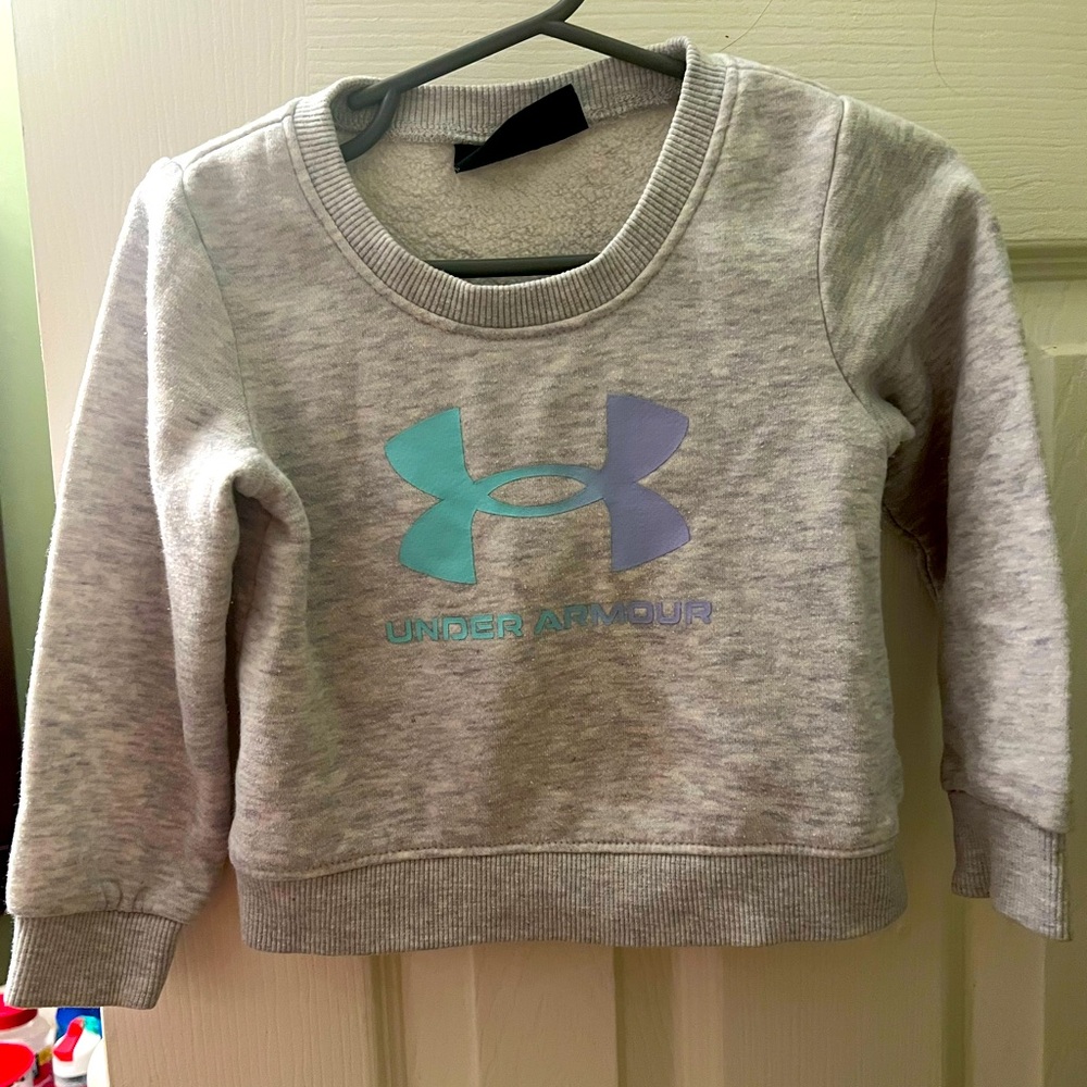 Under Armour Kids Light Gray Sweatshirt with Blue Logo